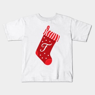 Christmas Stocking with the Letter F Kids T-Shirt